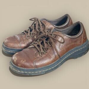 Vtg Y2K Leather Chunky Shoes Boots Goth Lace Up Rings US Mens 7.5 Earth Spirit